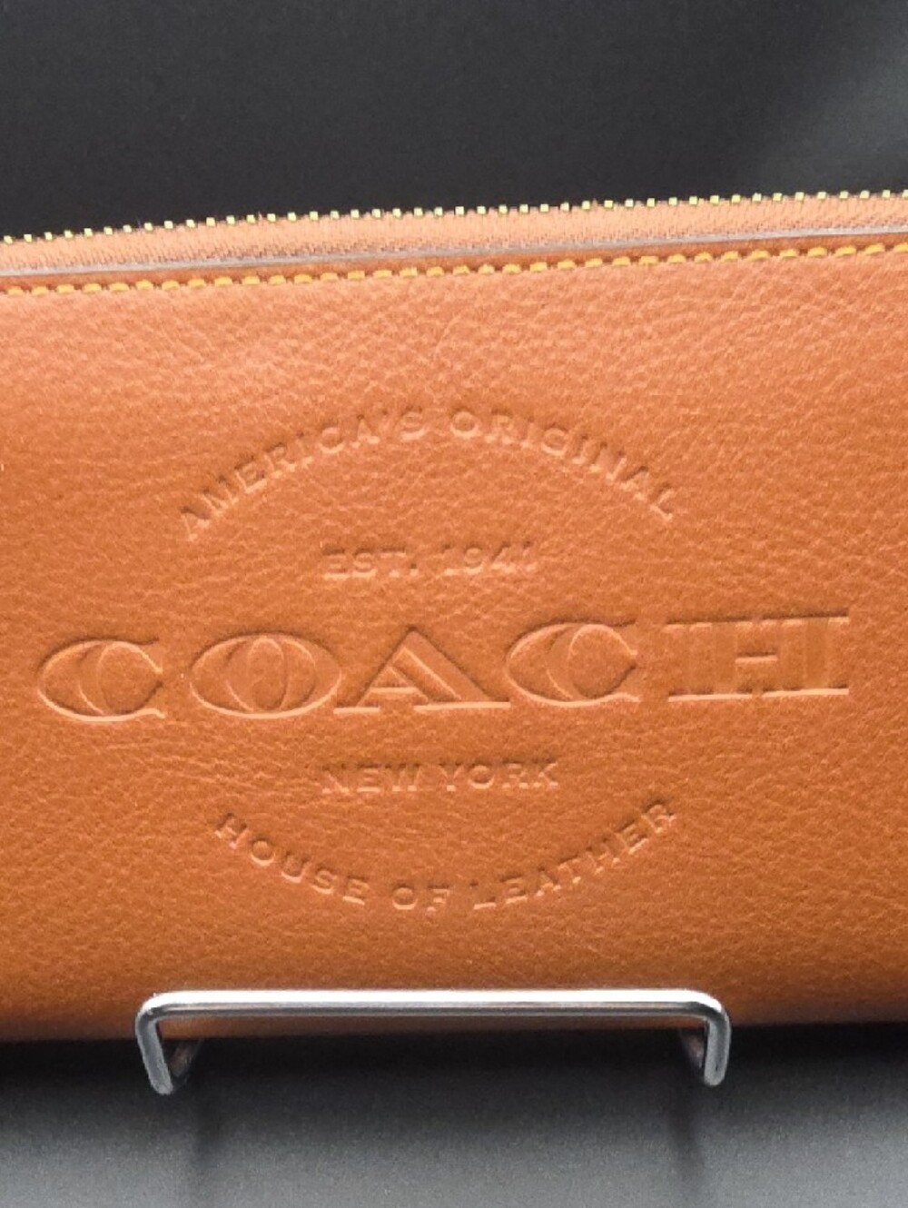 Coach Embossed Leather Zip Wallet in Tan Brown - Picture 2 of 11